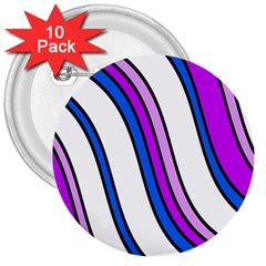 Purple Lines 3  Buttons (10 Pack)  by Valentinaart