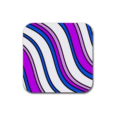 Purple Lines Rubber Coaster (square)  by Valentinaart