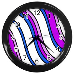 Purple Lines Wall Clocks (black) by Valentinaart