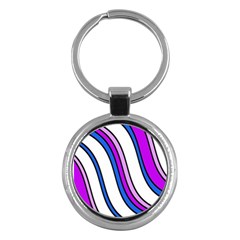 Purple Lines Key Chains (round)  by Valentinaart