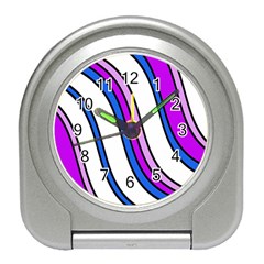 Purple Lines Travel Alarm Clocks by Valentinaart