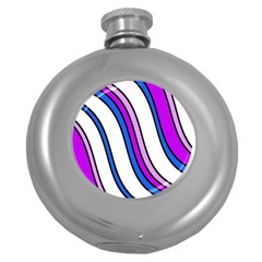 Purple Lines Round Hip Flask (5 Oz) by Valentinaart