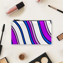 Purple Lines Cosmetic Bag (small)  by Valentinaart