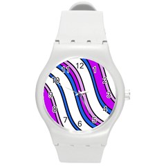 Purple Lines Round Plastic Sport Watch (m) by Valentinaart