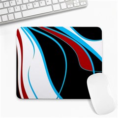 Blue, Red, Black And White Design Large Mousepads by Valentinaart