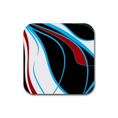 Blue, Red, Black And White Design Rubber Coaster (square)  by Valentinaart