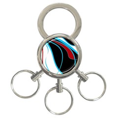 Blue, Red, Black And White Design 3-ring Key Chains by Valentinaart