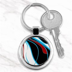 Blue, Red, Black And White Design Key Chains (round)  by Valentinaart