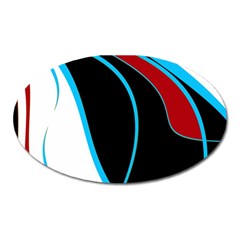 Blue, Red, Black And White Design Oval Magnet by Valentinaart