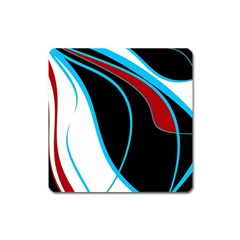 Blue, Red, Black And White Design Square Magnet by Valentinaart