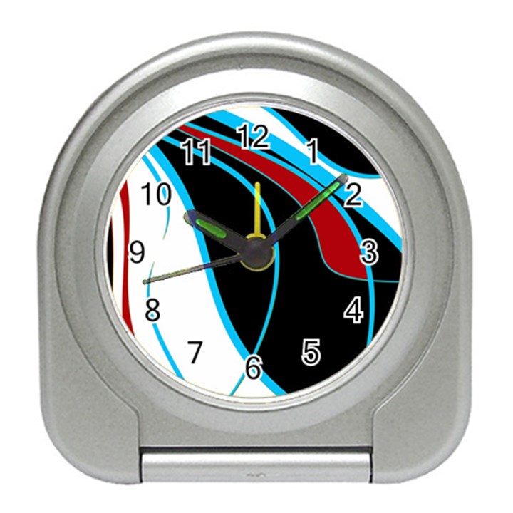 Blue, Red, Black And White Design Travel Alarm Clocks