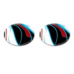 Blue, Red, Black And White Design Cufflinks (Oval) Front(Pair)