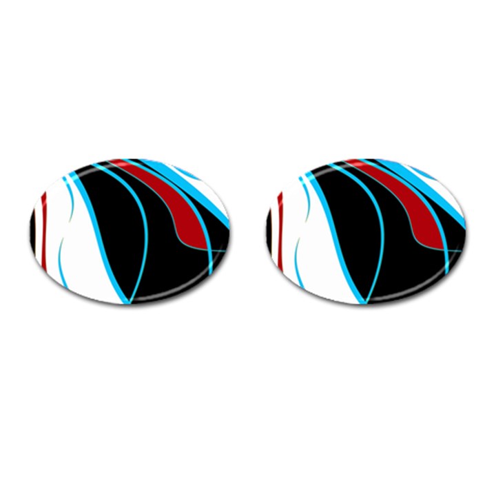 Blue, Red, Black And White Design Cufflinks (Oval)