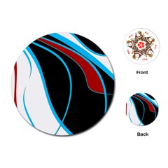 Blue, Red, Black And White Design Playing Cards (round)  by Valentinaart