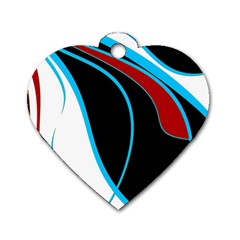 Blue, Red, Black And White Design Dog Tag Heart (one Side) by Valentinaart