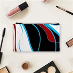 Blue, Red, Black And White Design Cosmetic Bag (Small)  Front