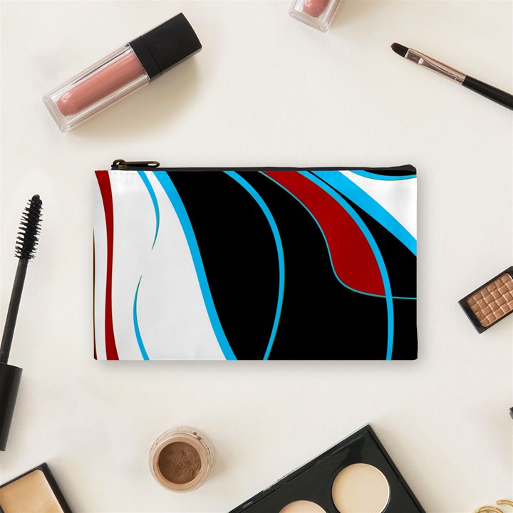 Blue, Red, Black And White Design Cosmetic Bag (Small) 