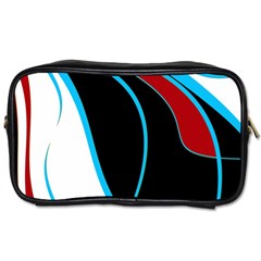 Blue, Red, Black And White Design Toiletries Bags by Valentinaart