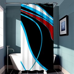 Blue, Red, Black And White Design Shower Curtain 36  X 72  (stall)  by Valentinaart