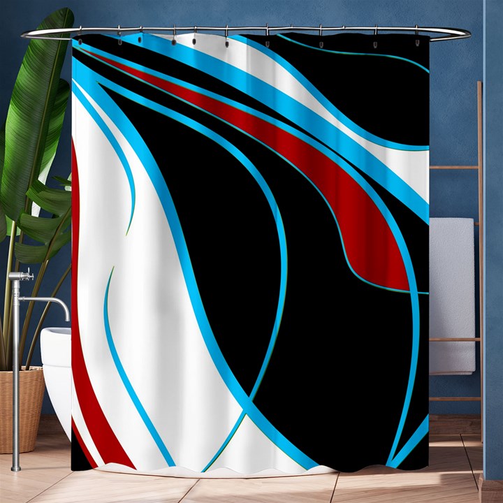 Blue, Red, Black And White Design Shower Curtain 60  x 72  (Medium) 