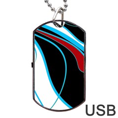 Blue, Red, Black And White Design Dog Tag Usb Flash (two Sides)  by Valentinaart