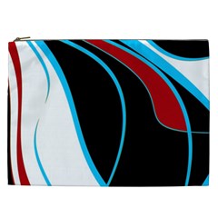 Blue, Red, Black And White Design Cosmetic Bag (xxl)  by Valentinaart