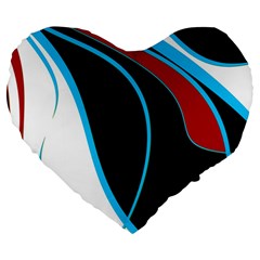 Blue, Red, Black And White Design Large 19  Premium Heart Shape Cushions by Valentinaart