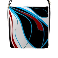 Blue, Red, Black And White Design Flap Messenger Bag (l)  by Valentinaart