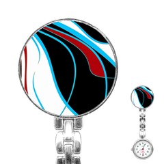 Blue, Red, Black And White Design Stainless Steel Nurses Watch by Valentinaart