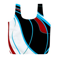 Blue, Red, Black And White Design Full Print Recycle Bags (l)  by Valentinaart