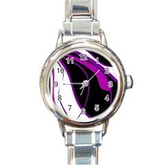 Purple Elegant Lines Round Italian Charm Watch by Valentinaart