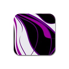 Purple Elegant Lines Rubber Square Coaster (4 Pack)  by Valentinaart