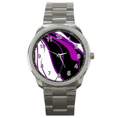 Purple Elegant Lines Sport Metal Watch by Valentinaart