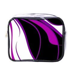 Purple Elegant Lines Mini Toiletries Bags by Valentinaart