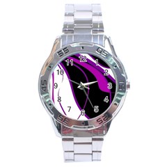 Purple Elegant Lines Stainless Steel Analogue Watch by Valentinaart