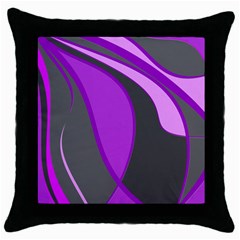 Purple Elegant Lines Throw Pillow Case (black) by Valentinaart