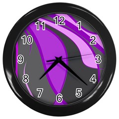 Purple Elegant Lines Wall Clocks (black) by Valentinaart