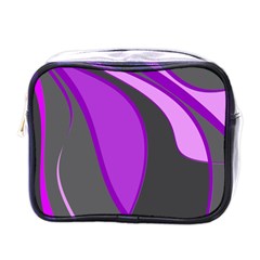 Purple Elegant Lines Mini Toiletries Bags by Valentinaart