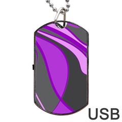 Purple Elegant Lines Dog Tag Usb Flash (two Sides)  by Valentinaart