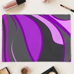 Purple Elegant Lines Cosmetic Bag (xxl)  by Valentinaart