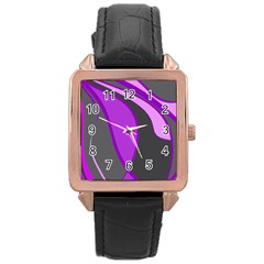 Purple Elegant Lines Rose Gold Leather Watch  by Valentinaart