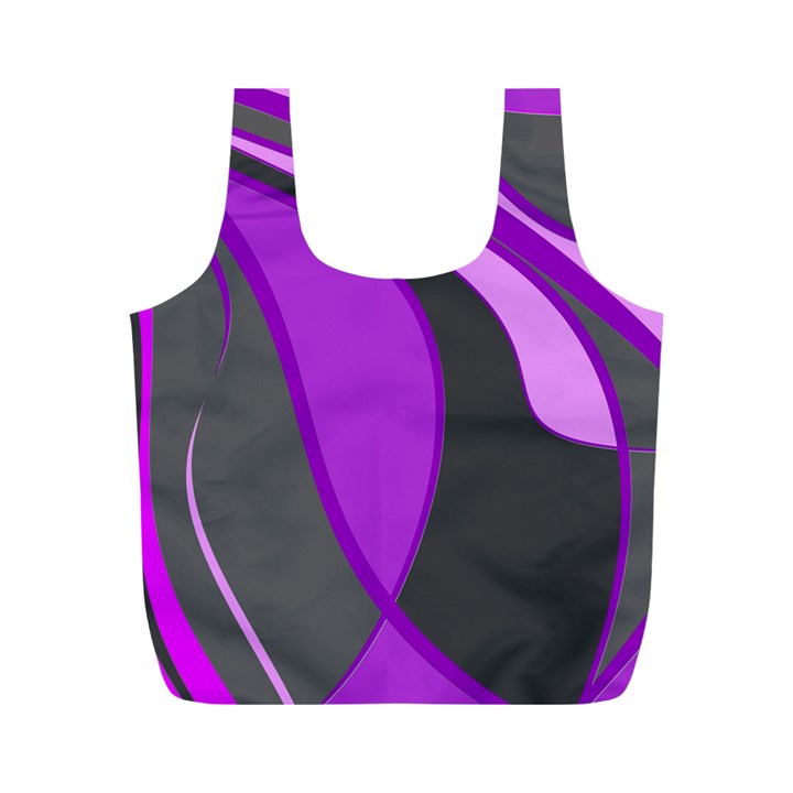 Purple Elegant Lines Full Print Recycle Bags (M) 