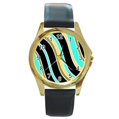 Elegant Lines Round Gold Metal Watch