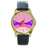 Decorative Abstraction Round Gold Metal Watch Front