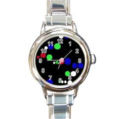 Colorful Dots Round Italian Charm Watch by Valentinaart