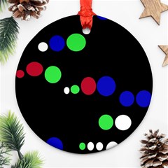 Colorful Dots Ornament (round)  by Valentinaart