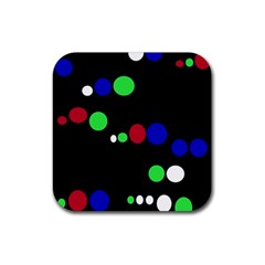 Colorful Dots Rubber Coaster (square)  by Valentinaart