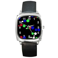 Colorful Dots Square Metal Watch by Valentinaart