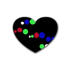 Colorful Dots Rubber Coaster (heart)  by Valentinaart