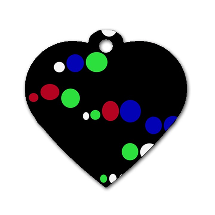 Colorful Dots Dog Tag Heart (Two Sides)